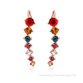 OUXI Fashionable Female Jewelry Colorful Austrian Crystal Earring Studs